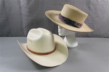 WRANGLER STRAW COWBOY HAT & STRAW SUN HAT