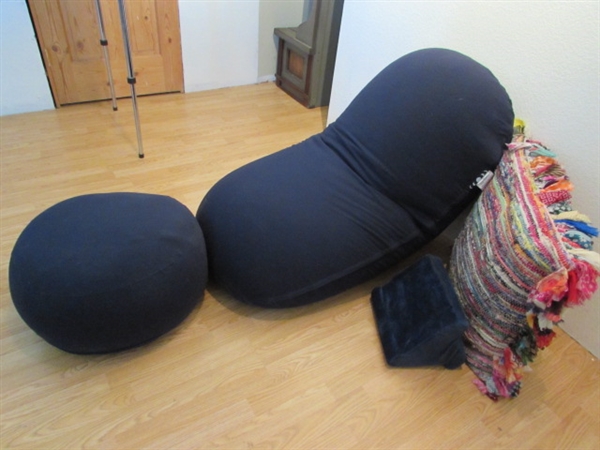 MOON POD, FOOT REST, PILLOW AND STUFFED TABLET HOLDER