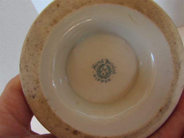 ASIAN JEWELRY BOX, ANTIQUE NIPPON VASE WITH DECOR