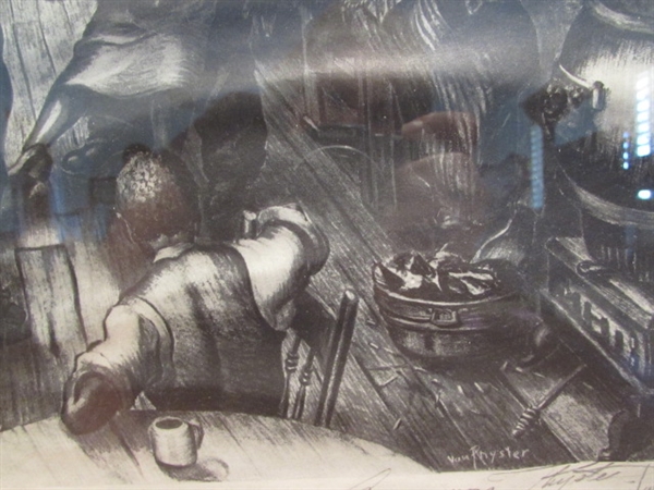 VINTAGE ART THE STUDENT PRINT 550/1000 BY GEORGE VON PHYSTER - SIGNED