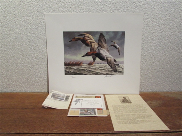 DUCKS UNLIMITED STAMP PRINTS AND ONE STAMP BY DAVID MAAS 3563/22,250 SAVE WETLANDS