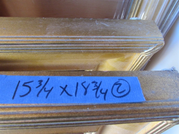 4 GOLD ART FRAMES OF SAME STYLE 2 DIFFERENT SIZES