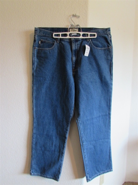 LLBEAN JEANS SIZE 40X29 & 44X29 SHIRTS XXL TALL, NEW LLBEAN JACKET