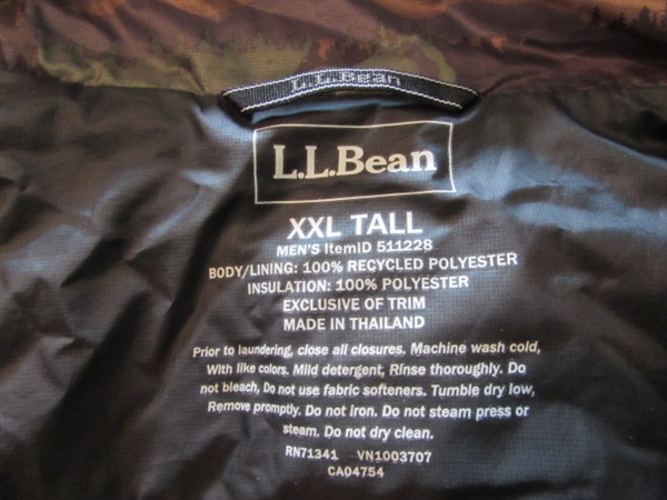 LLBEAN CAMO SUIT , DOWN JACKET AND MEN'S RAIN JACKET XXL