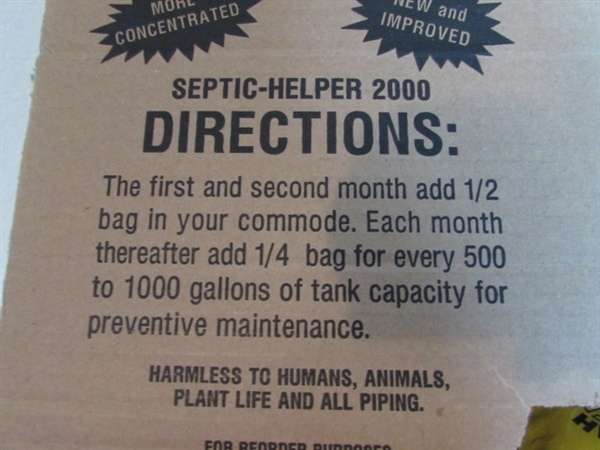 SEPTIC HELPER 2000 AND ENZA-CLENE DRAIN OPENER