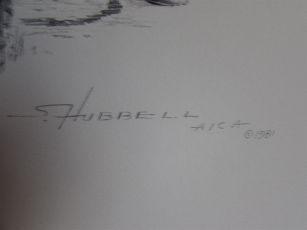 STEPHEN HUBBELL SIGNED & NUMBERED PRINT - WAGON, COWBOY & CHILD