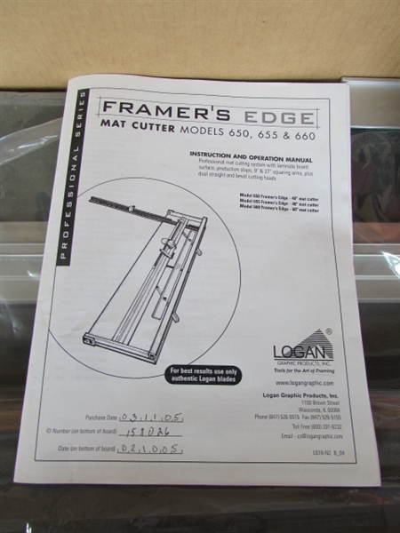 LOGAN FRAMER'S EDGE MAT CUTTER MODEL 660, LOGAN MAT CUTTER #750 AND LOGAN OVAL/CIRCLE CUTTER #201