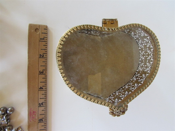 FILIGREE JEWELRY BOX W/CLIP ON AND SCREW BACK JEWELRY