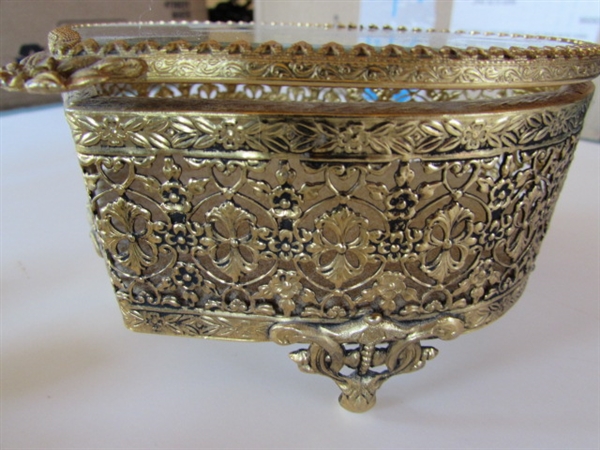 FILIGREE JEWELRY BOX W/CLIP ON AND SCREW BACK JEWELRY