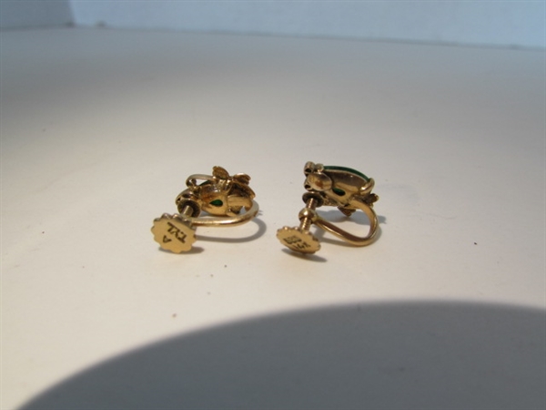 14K RINGS, SCREW BACK EARRINGS AND NECKLACE
