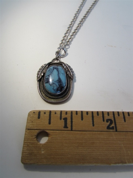 TURQUOISE BRACELET AND NECKLACE IN STERLING SILVER