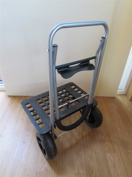 VINTAGE SUITCASE, LUGGAGE CART AND CASE