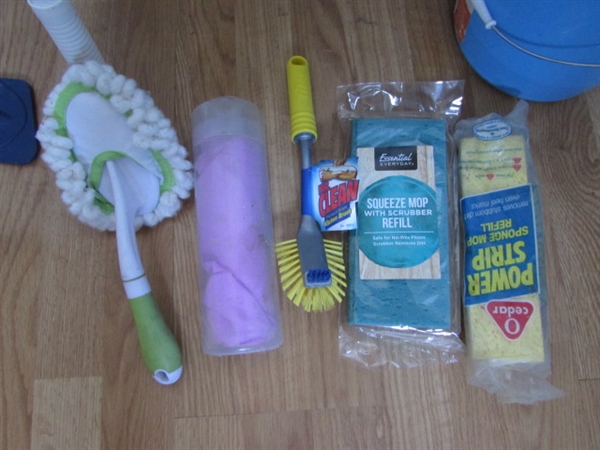 TRASH CANS AND CLEANING SUPPLIES
