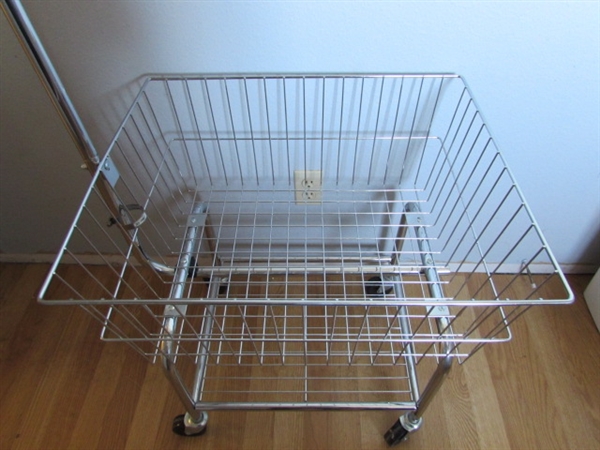 ROLLING LAUNDRY CART & 4 LAUNDRY BASKETS