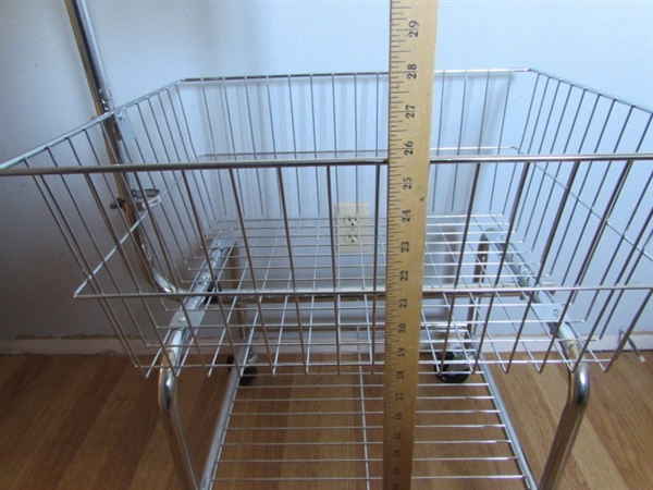 ROLLING LAUNDRY CART & 4 LAUNDRY BASKETS