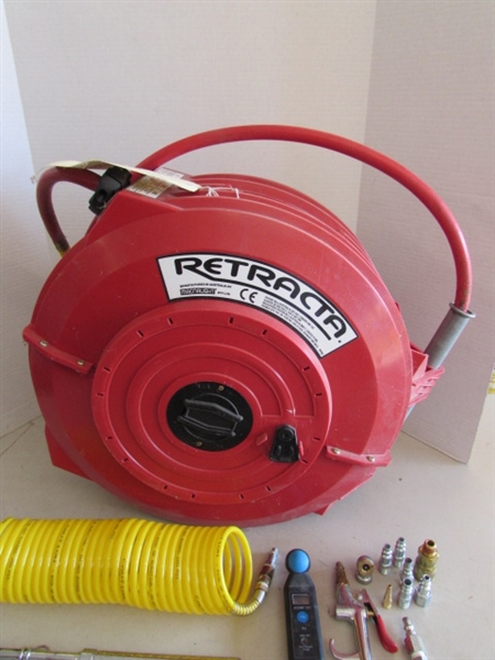 AIR COMPRESSOR HOSE ON REEL AND ACCESSORIES