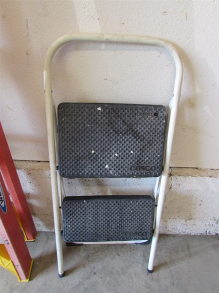 5 FT WERNER A-FRAME LADDER , 2 STEP LADDER AND STEP STOOLS.