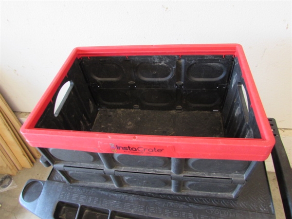 RUBBERMAID ROLLING TOOL CHEST AND 2 INSTACRATE BOXES
