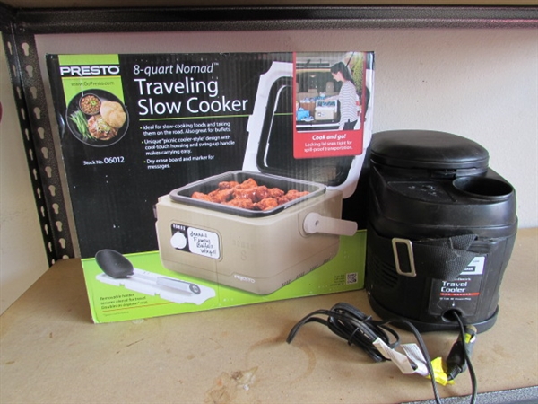 TRAVELING SLOW COOKER AND TRAVEL COOLER