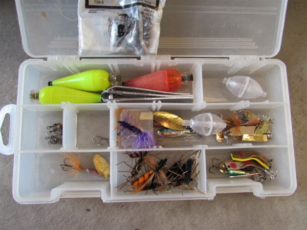 ORVIS FISHING POLES, TACKLE BOX AND NET