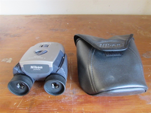 CAMPERS SUPPLIES- SHOVEL, AXE, BINOCULARS, SWISS ARMY KNIFE AND LIGHT