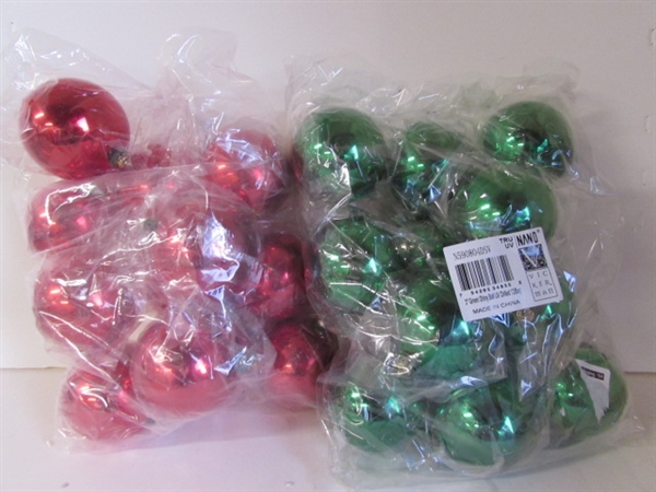 CHRISTMAS LIGHTS, BULBS, WHITE FUR TREE SKIRT AND MORE