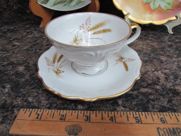 VINTAGE LIMOGES PLATES AND FINE CHINA TEACUP AND CREAMER
