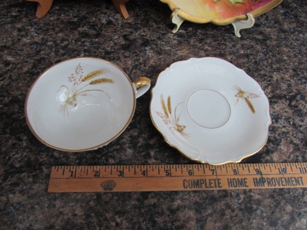VINTAGE LIMOGES PLATES AND FINE CHINA TEACUP AND CREAMER