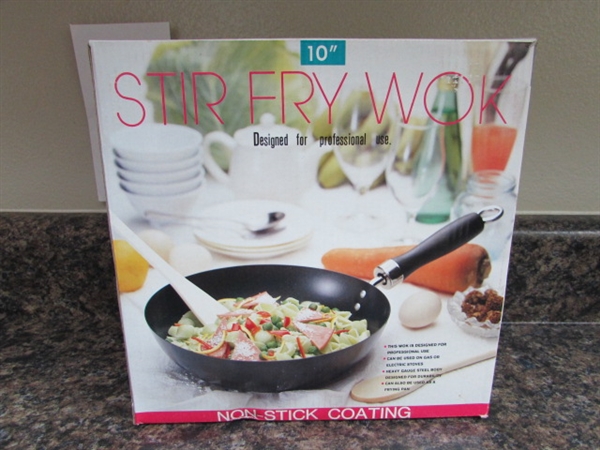 2 EDENPURE COOKWARE PANS AND ONE NEW IN BOX STIR FRY WOK