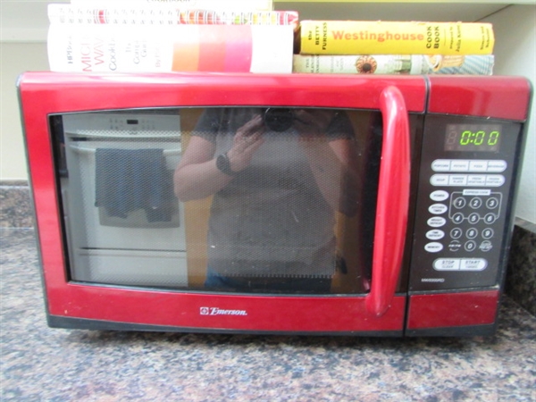 COUNTER-TOP MICROWAVE AND VINTAGE COOK BOOKS