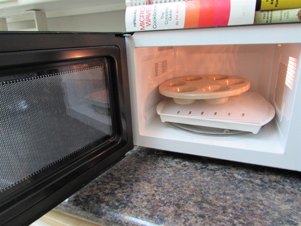 COUNTER-TOP MICROWAVE AND VINTAGE COOK BOOKS