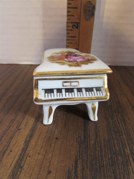 MUSIC BOX PIANOS & LIMOGES TRINKET BOX