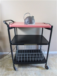 PARTY CART, WIRE BASKET AND KETTLE