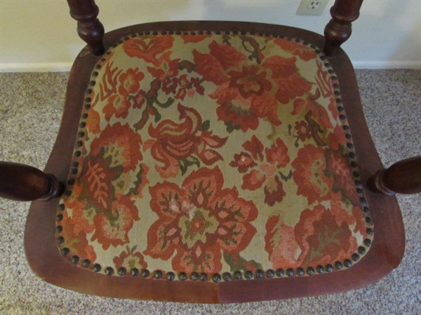 ANTIQUE CHAIR W/UPHOLSTERED SEAT