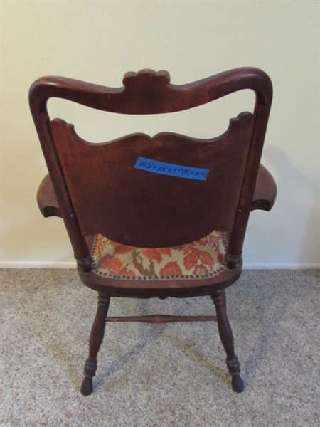 ANTIQUE CHAIR W/UPHOLSTERED SEAT