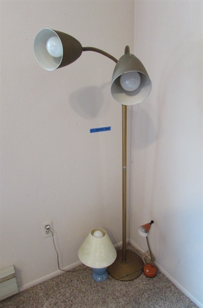 MCM DOUBLE GOOSENECK FLOOR LAMP & 2 OTHERS