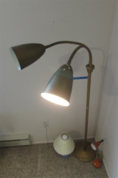 MCM DOUBLE GOOSENECK FLOOR LAMP & 2 OTHERS