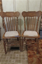 PAIR OF SPINDLE BACK DINING CHAIRS