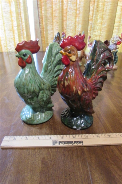 HENS AND ROOSTERS GALORE