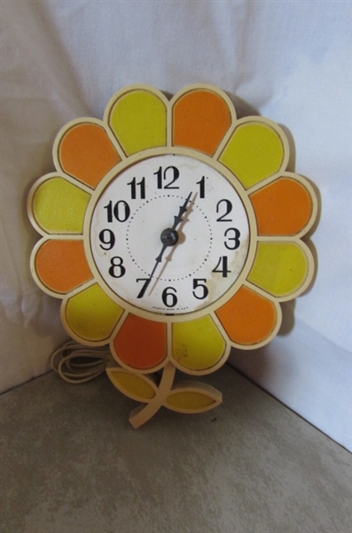 VINTAGE WARM-O-TRAY, CANISTERS & WALL CLOCK