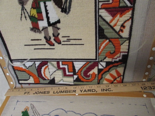 UNFINISHED TAPESTRY NEEDLEPOINT PROJECTS & YARN