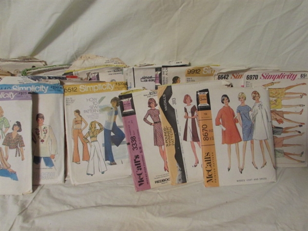 LARGE ASSORTMENT OF VINTAGE SEWING PATTERNS - MANY NEW
