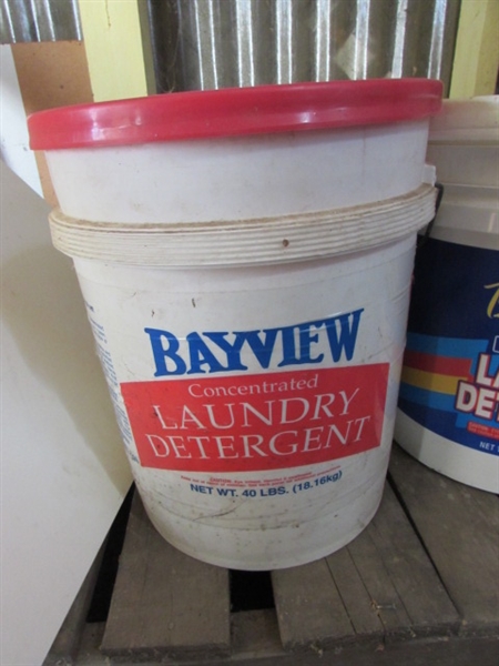 3 40 LB BUCKETS OF BAYVIEW LAUNDRY DETERGENT