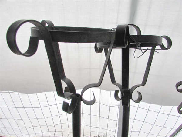 VINTAGE WROUGHT IRON PLANT STANDS