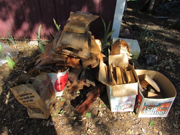 BOXES & BAGS OF WOOD & KINDLING