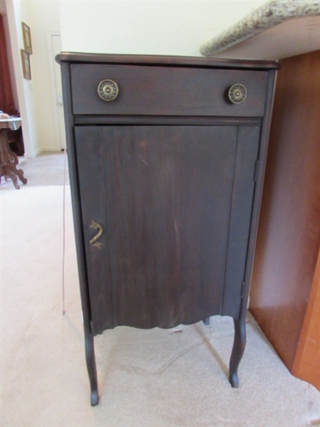 ANTIQUE WOODEN RECORD CABINET