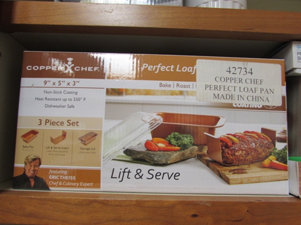 COPPER CHEF MEATLOAF PAN, PANCAKE DISPENSER & MORE