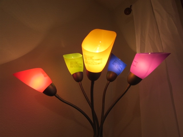 ADJUSTABLE FLOOR LAMP W/COLORED SHADES