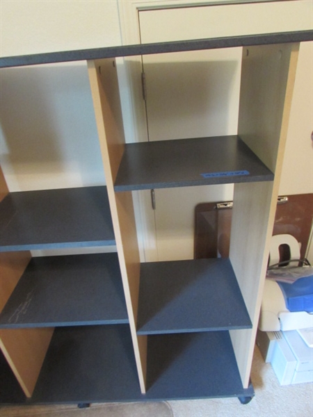 Lot Detail - SHELVING CUBBY ON WHEELS