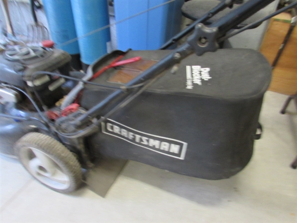 EZ WALK-VARIABLE SPEED CRAFTSMAN LAWN MOWER & FUEL CANS